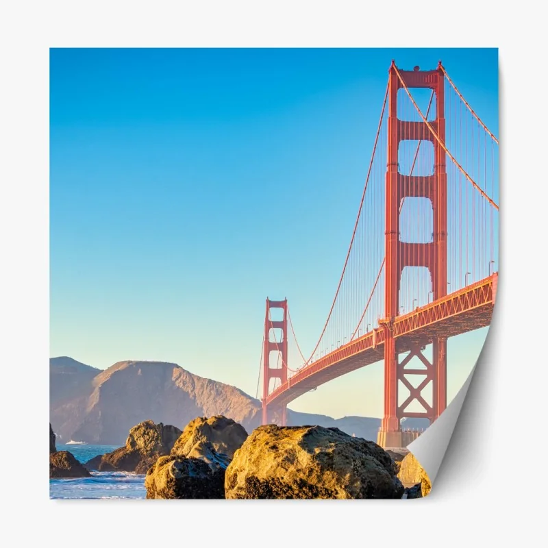 Repositionierbarer Aufkleber Golden Gate Bridge über der bucht von San Francisco