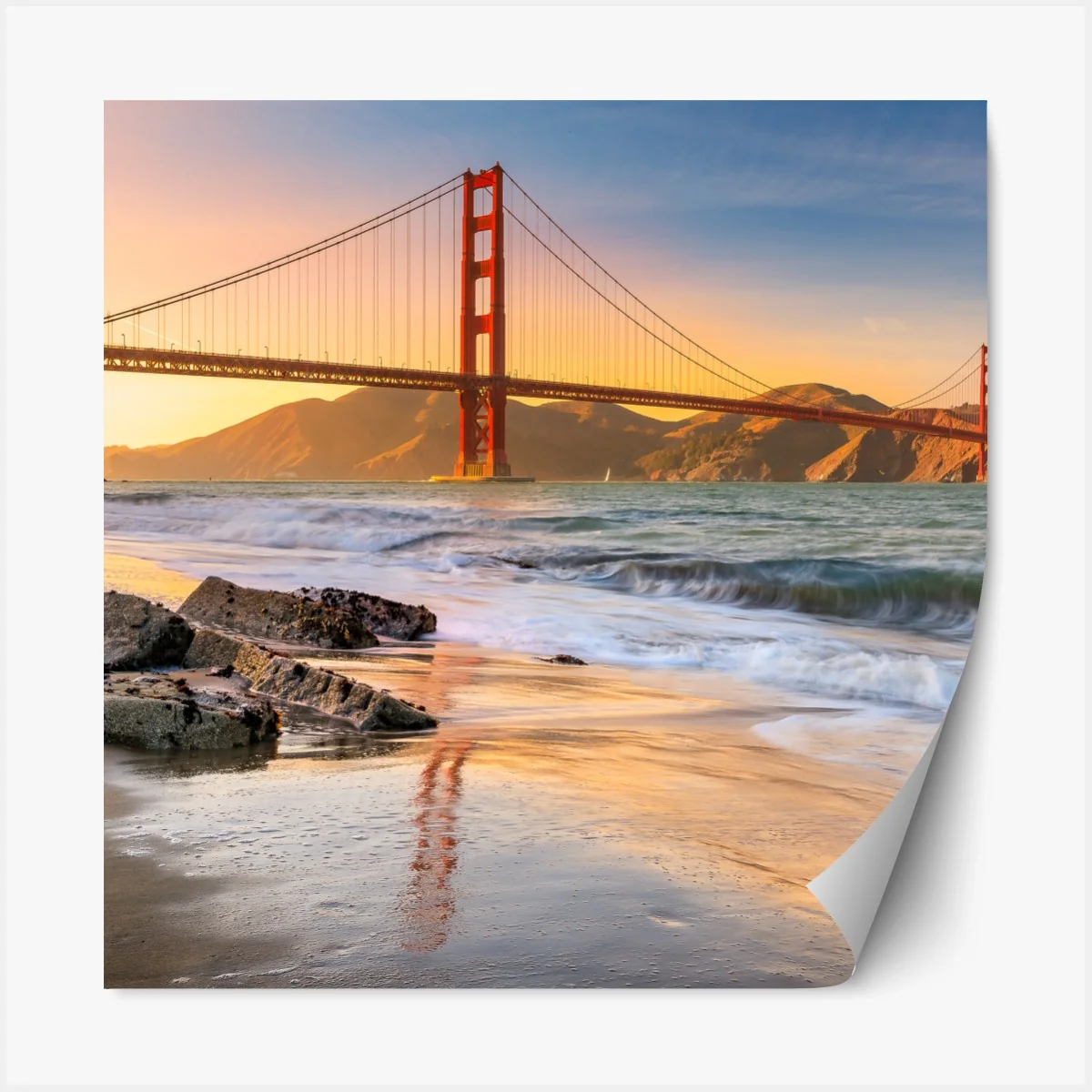 Repositionierbarer Aufkleber sonnenuntergang an der Golden Gate Bridge – Wallnifity® Repositionierbarer Aufkleber sonnenuntergang an der Golden Gate Bridge – Wallnifity®