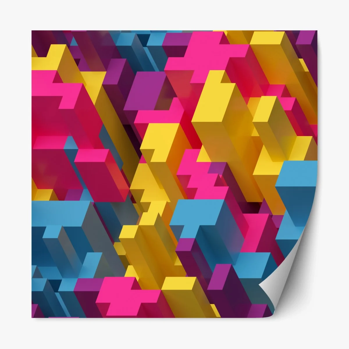 Repositionierbarer Aufkleber buntes 3d-voxel-muster – Wallnifity® Repositionierbarer Aufkleber buntes 3d-voxel-muster – Wallnifity®