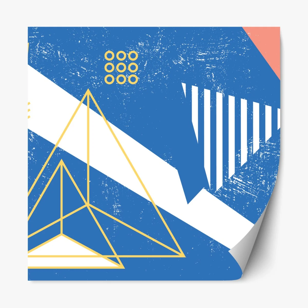 Repositionierbarer Aufkleber geometrische abstraktion in blau – Wallnifity® Repositionierbarer Aufkleber geometrische abstraktion in blau – Wallnifity®