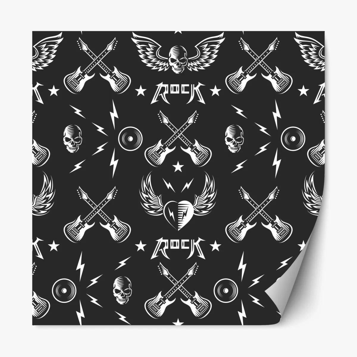 Repositionierbarer Aufkleber nahtloses muster mit rock-symbolen – Wallnifity® Repositionierbarer Aufkleber nahtloses muster mit rock-symbolen – Wallnifity®
