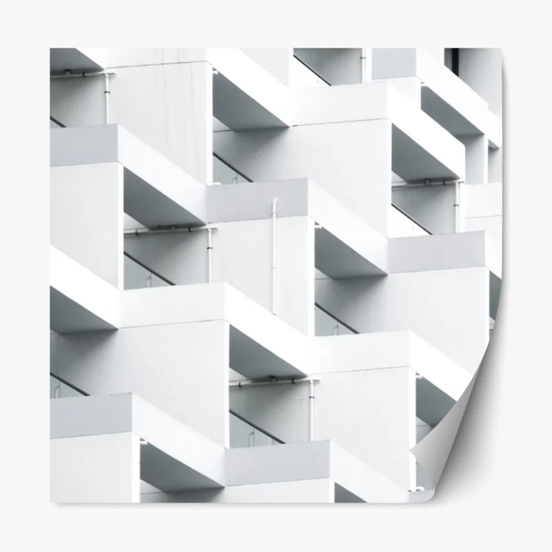 Repositionierbarer Aufkleber weiße betonfassade im geometrischen muster