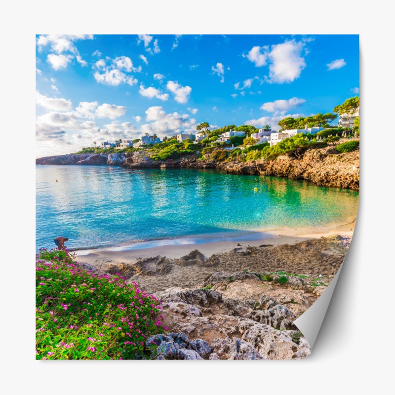 Repositionierbarer Aufkleber tropisches blättermuster auf zickzack-hintergrund – Wallnifity®