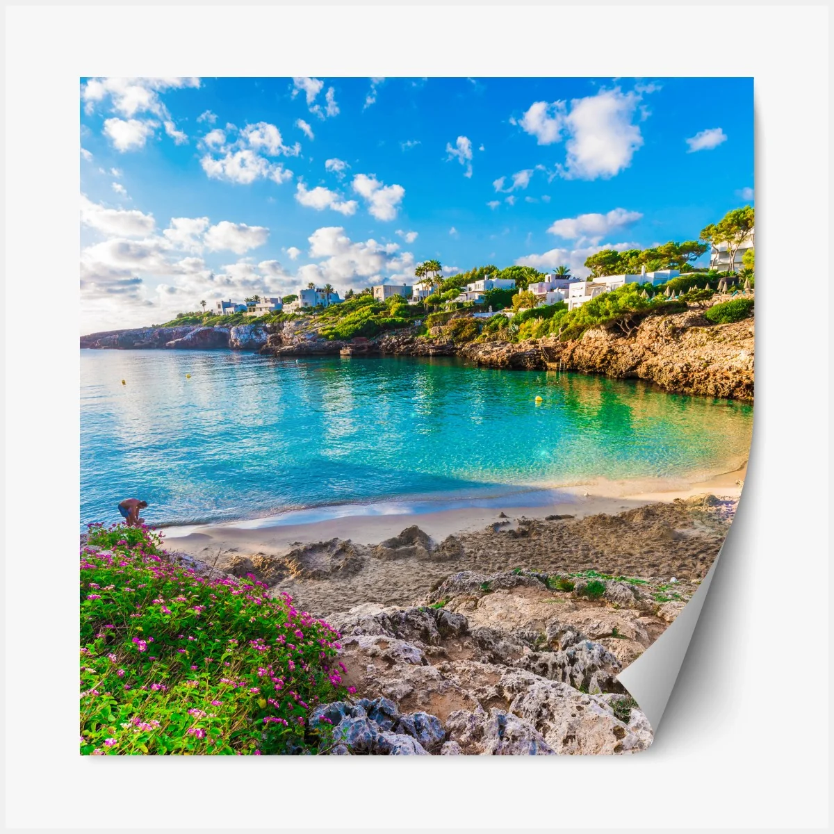 Repositionierbarer Aufkleber sonnige Cala Esmeralda türkisbucht – Wallnifity®