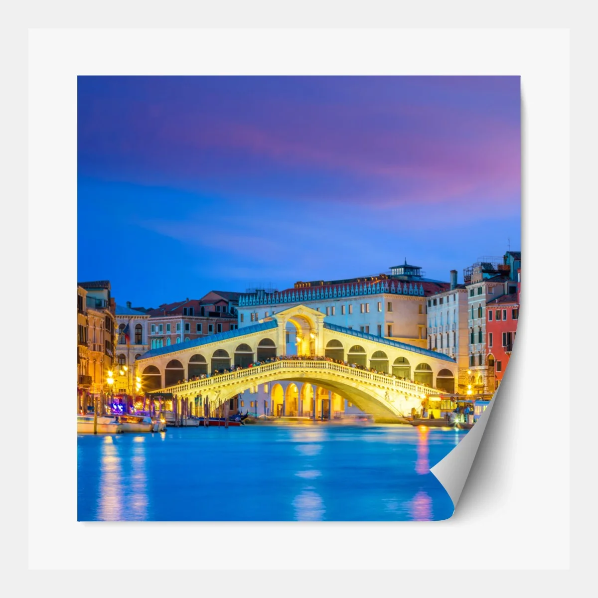 Repositionierbarer Aufkleber Rialto brücke bei dämmerung, Venedig – Wallnifity® Repositionierbarer Aufkleber Rialto brücke bei dämmerung, Venedig – Wallnifity®