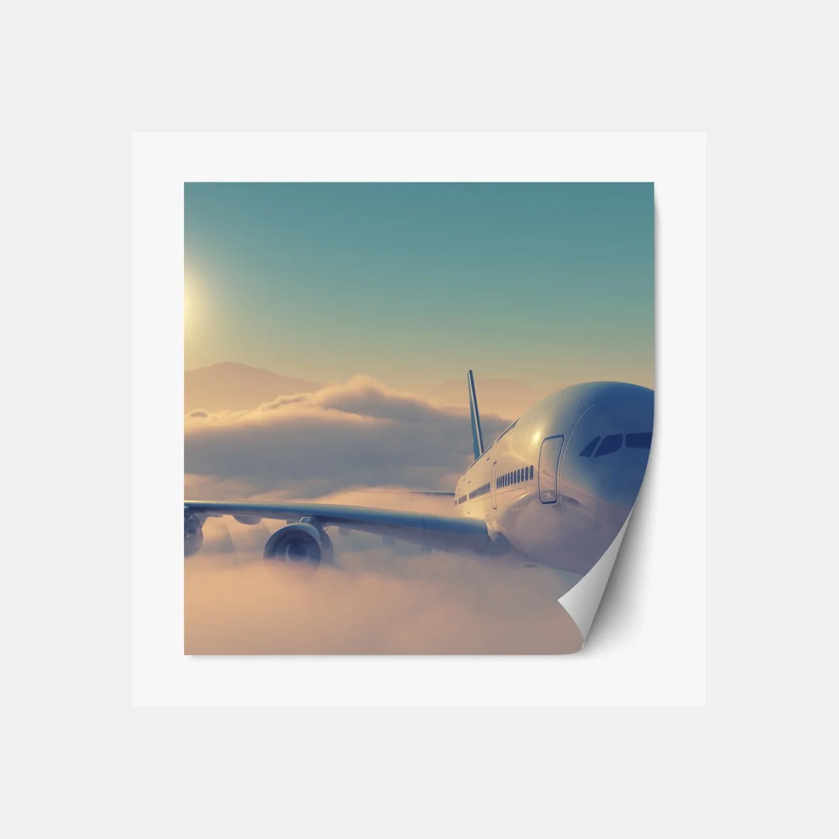 Repositionierbarer Aufkleber flugzeug über den wolken im morgengrauen – Wallnifity® Repositionierbarer Aufkleber flugzeug über den wolken im morgengrauen – Wallnifity®