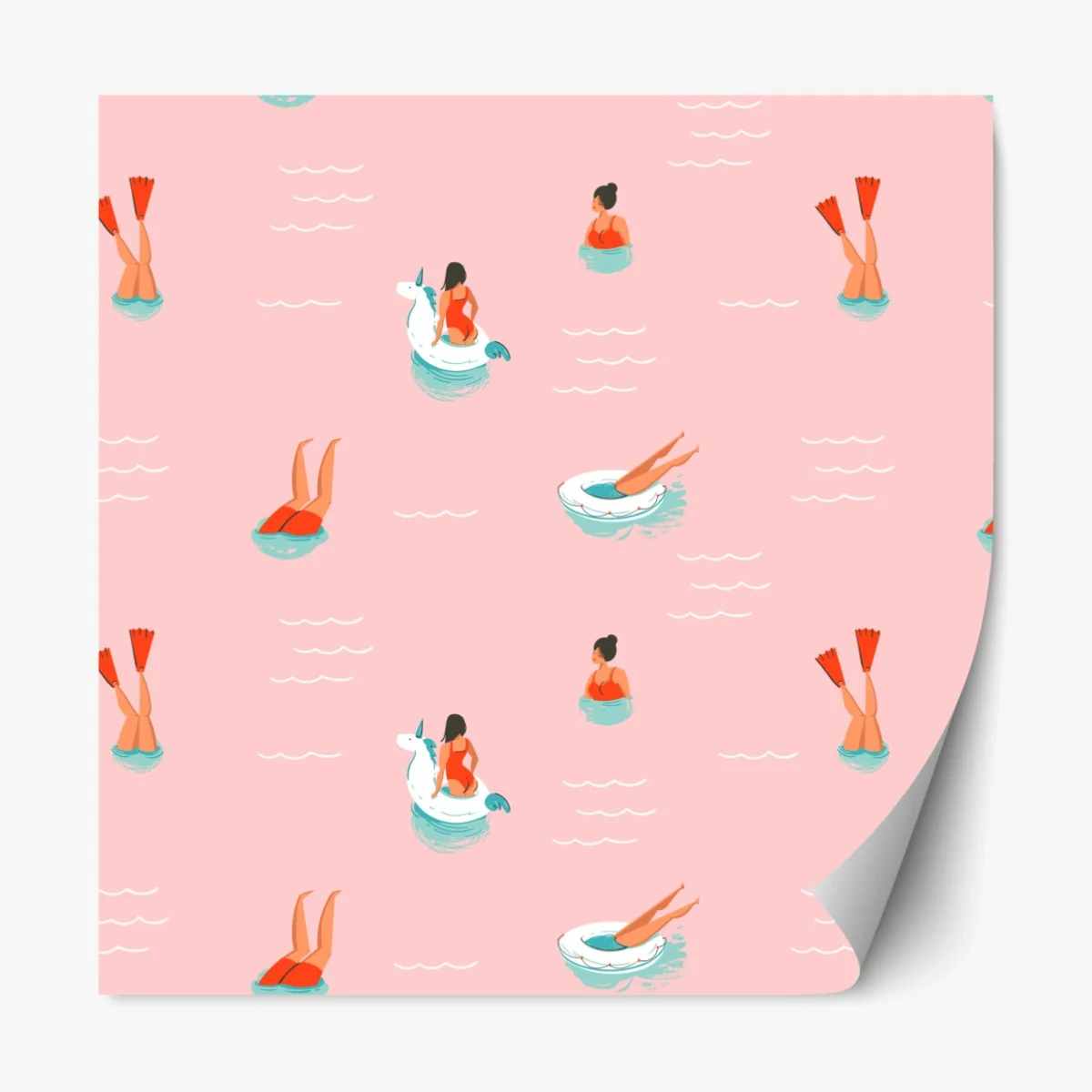 Repositionierbarer Aufkleber verspieltes pastell poolmuster – Wallnifity® Repositionierbarer Aufkleber verspieltes pastell poolmuster – Wallnifity®