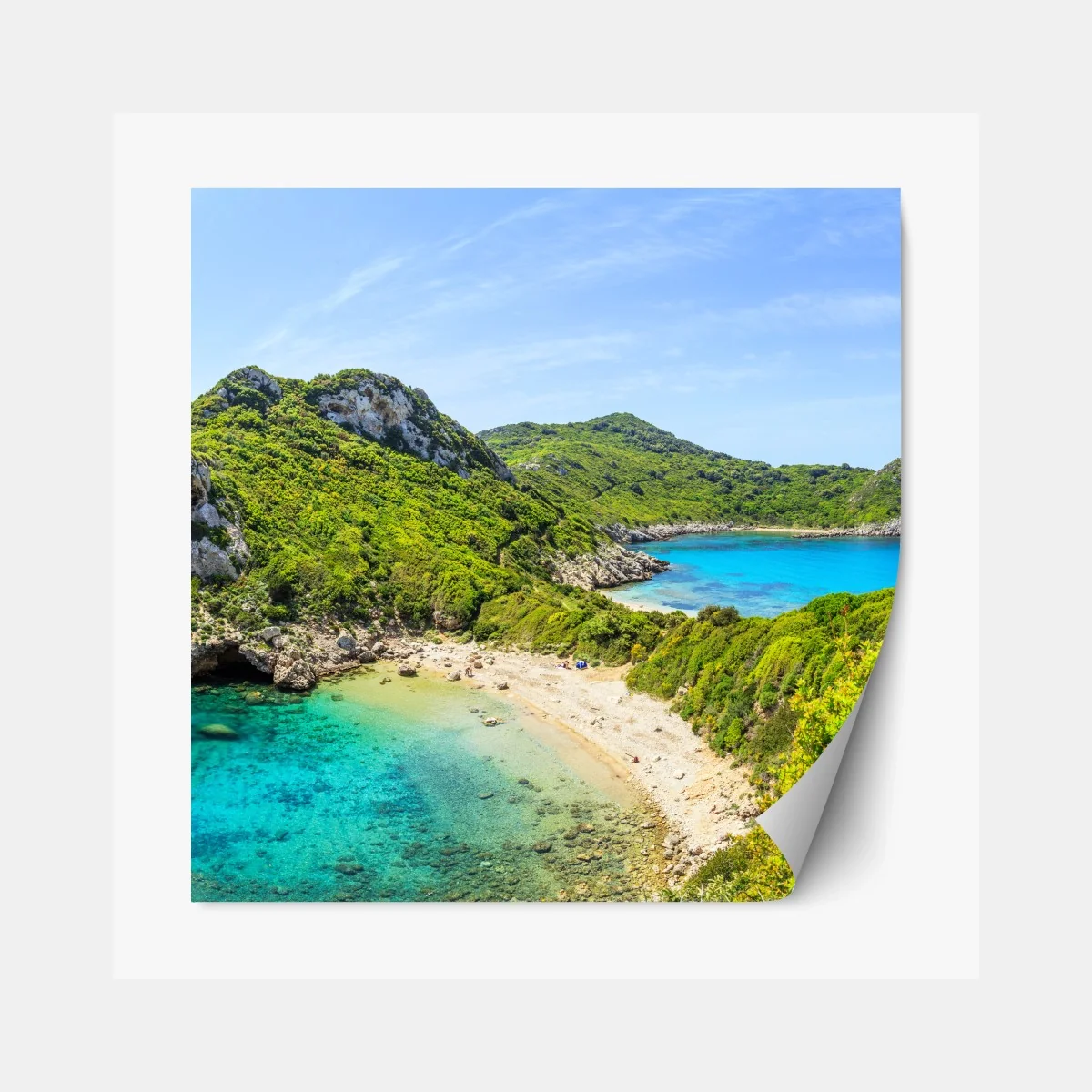 Repositionierbarer Aufkleber türkisbucht auf einer insel – Wallnifity® Repositionierbarer Aufkleber türkisbucht auf einer insel – Wallnifity®