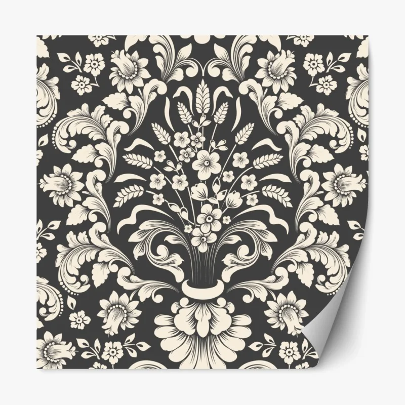 Repositionierbarer Aufkleber vintage blumiges damastmuster