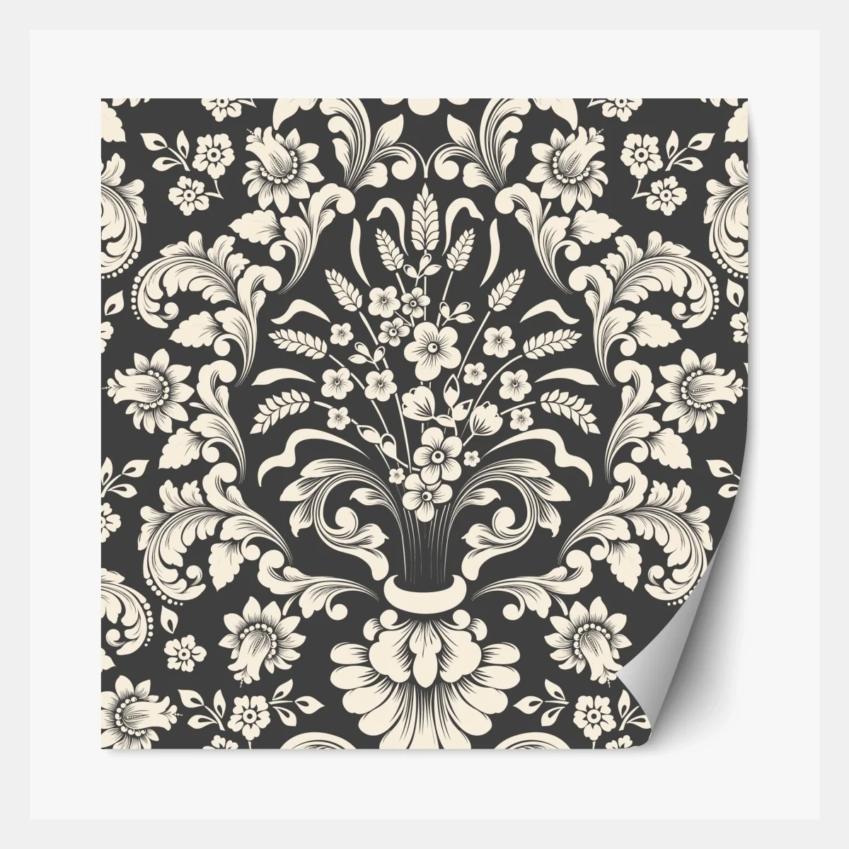Repositionierbarer Aufkleber vintage blumiges damastmuster – Wallnifity® Repositionierbarer Aufkleber vintage blumiges damastmuster – Wallnifity®
