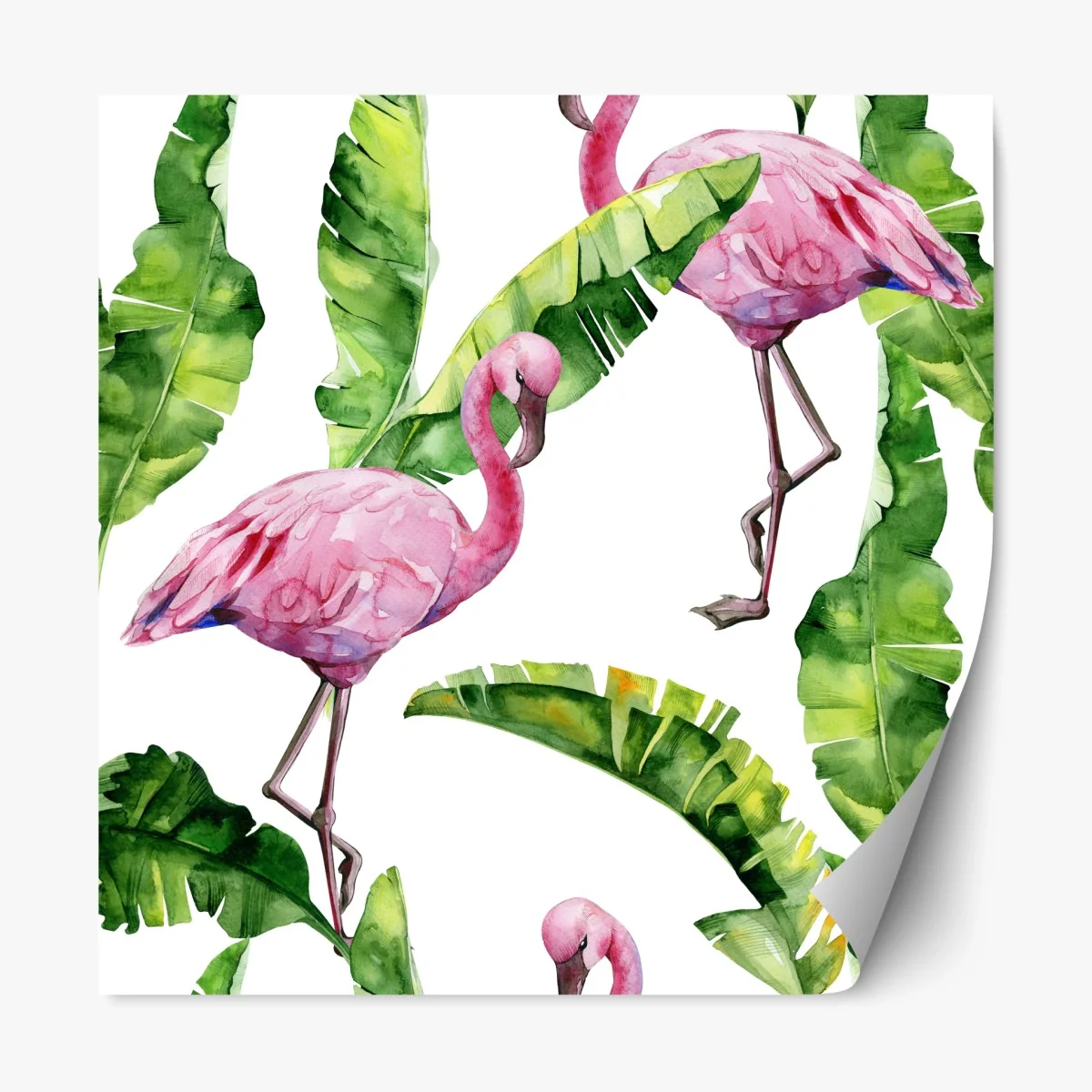 Repositionierbarer Aufkleber rosa flamingo aquarellmuster – Wallnifity®