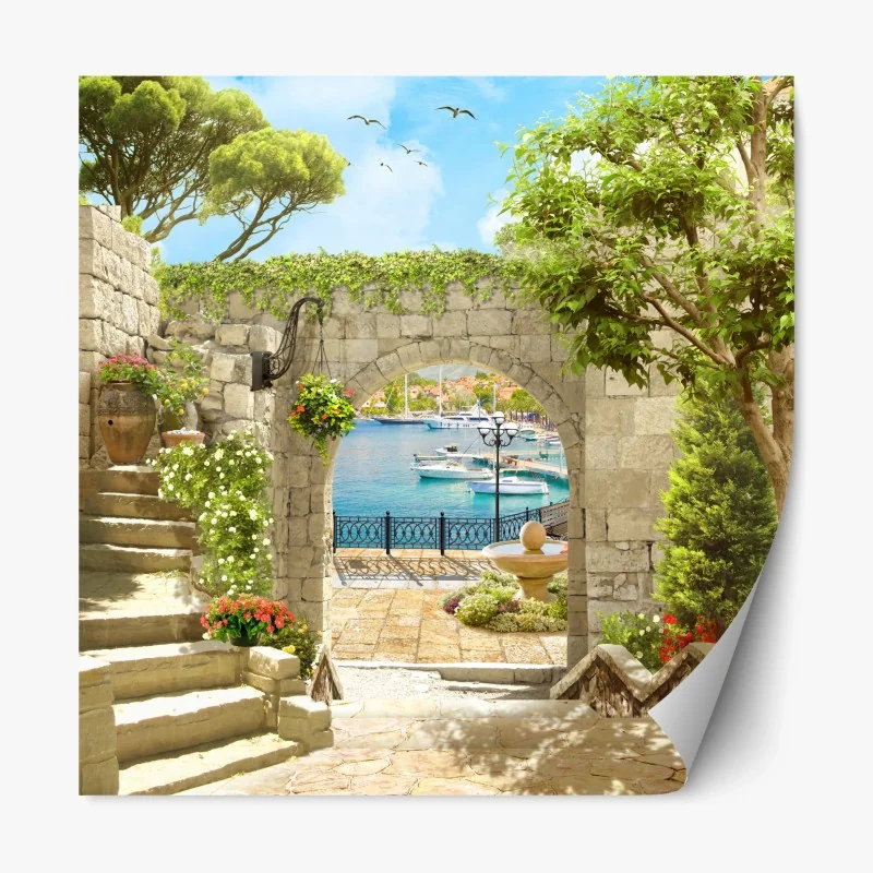 Repositionierbarer Aufkleber lebhaftes geometrisches blumenmuster – Wallnifity®