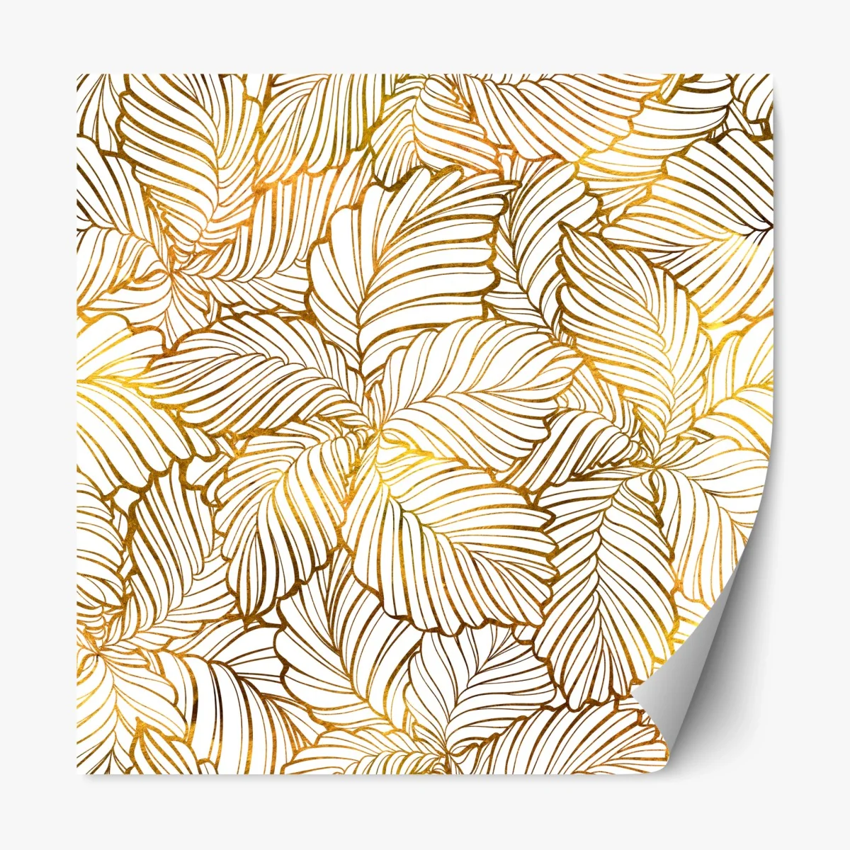 Repositionierbarer Aufkleber goldenes blatt line art muster – Wallnifity®