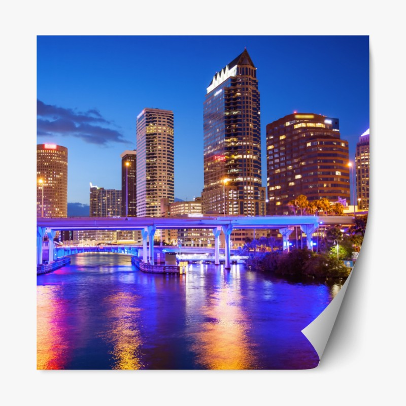 Repositionierbarer Aufkleber Tampa skyline bei nacht