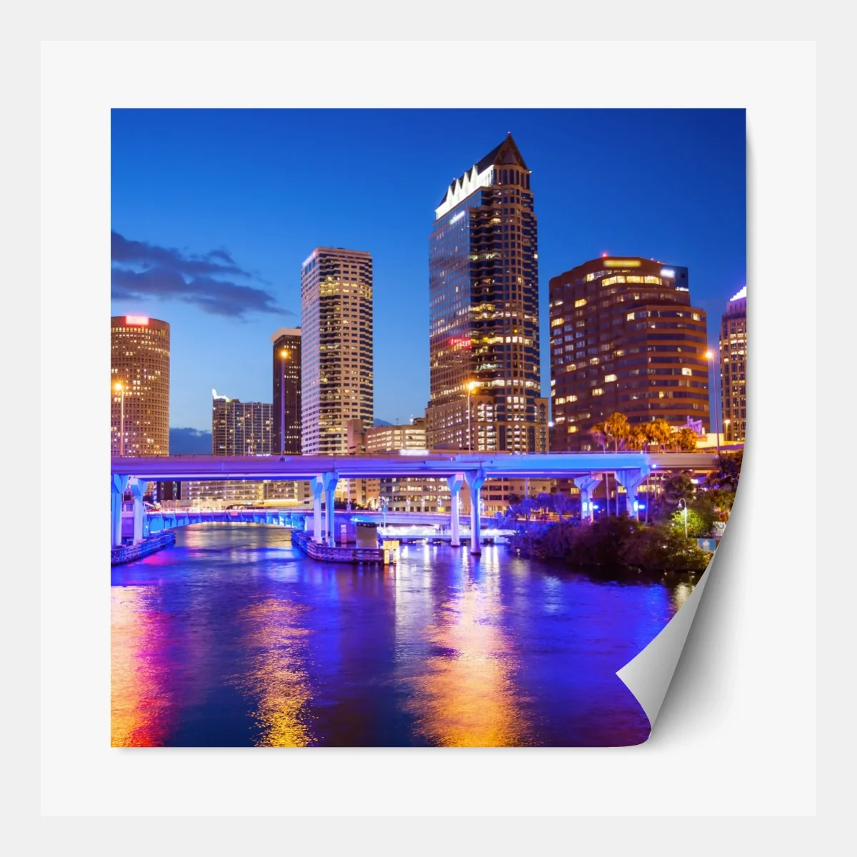 Repositionierbarer Aufkleber Tampa skyline bei nacht – Wallnifity® Repositionierbarer Aufkleber Tampa skyline bei nacht – Wallnifity®