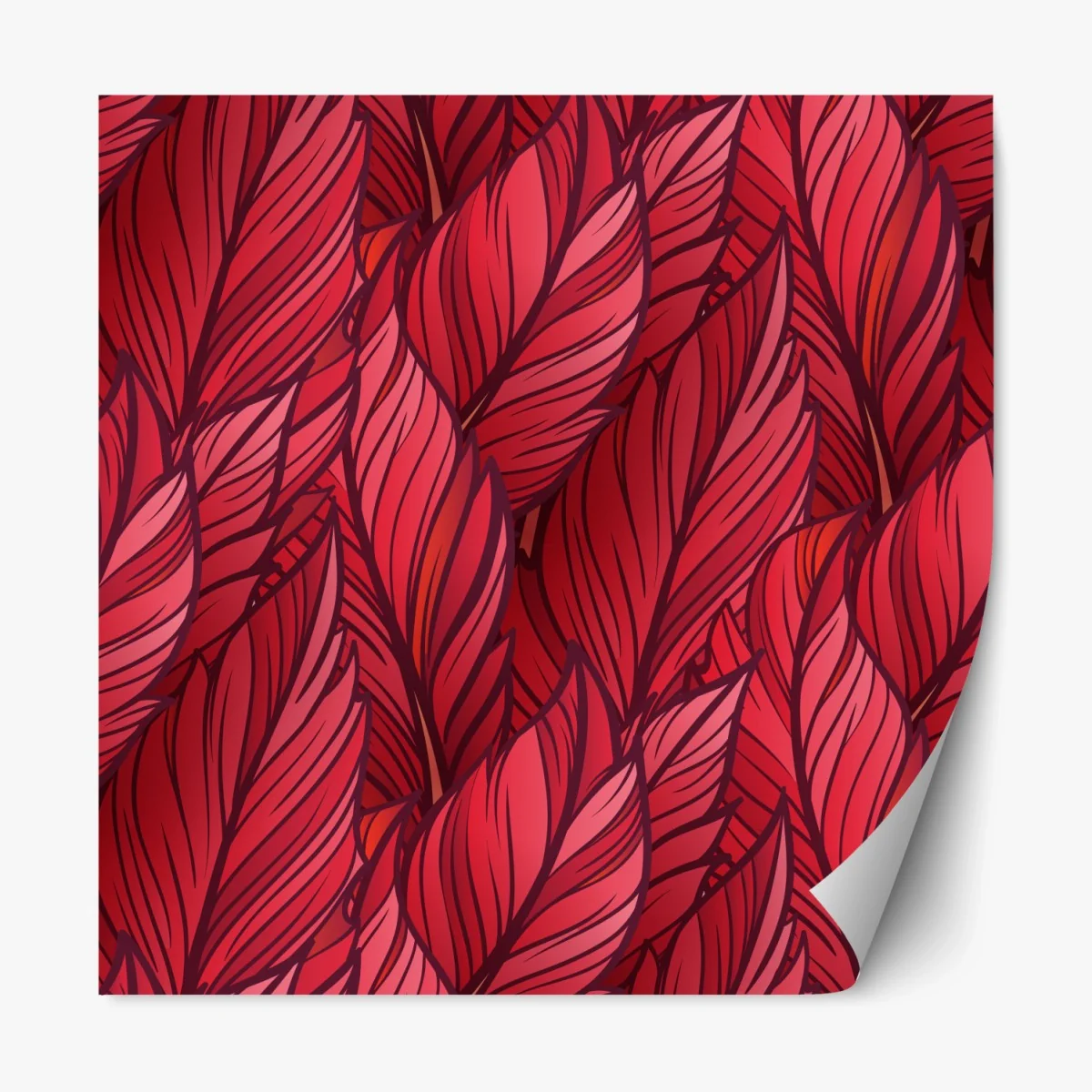 Repositionierbarer Aufkleber rotes botanisches blättermuster – Wallnifity® Repositionierbarer Aufkleber rotes botanisches blättermuster – Wallnifity®