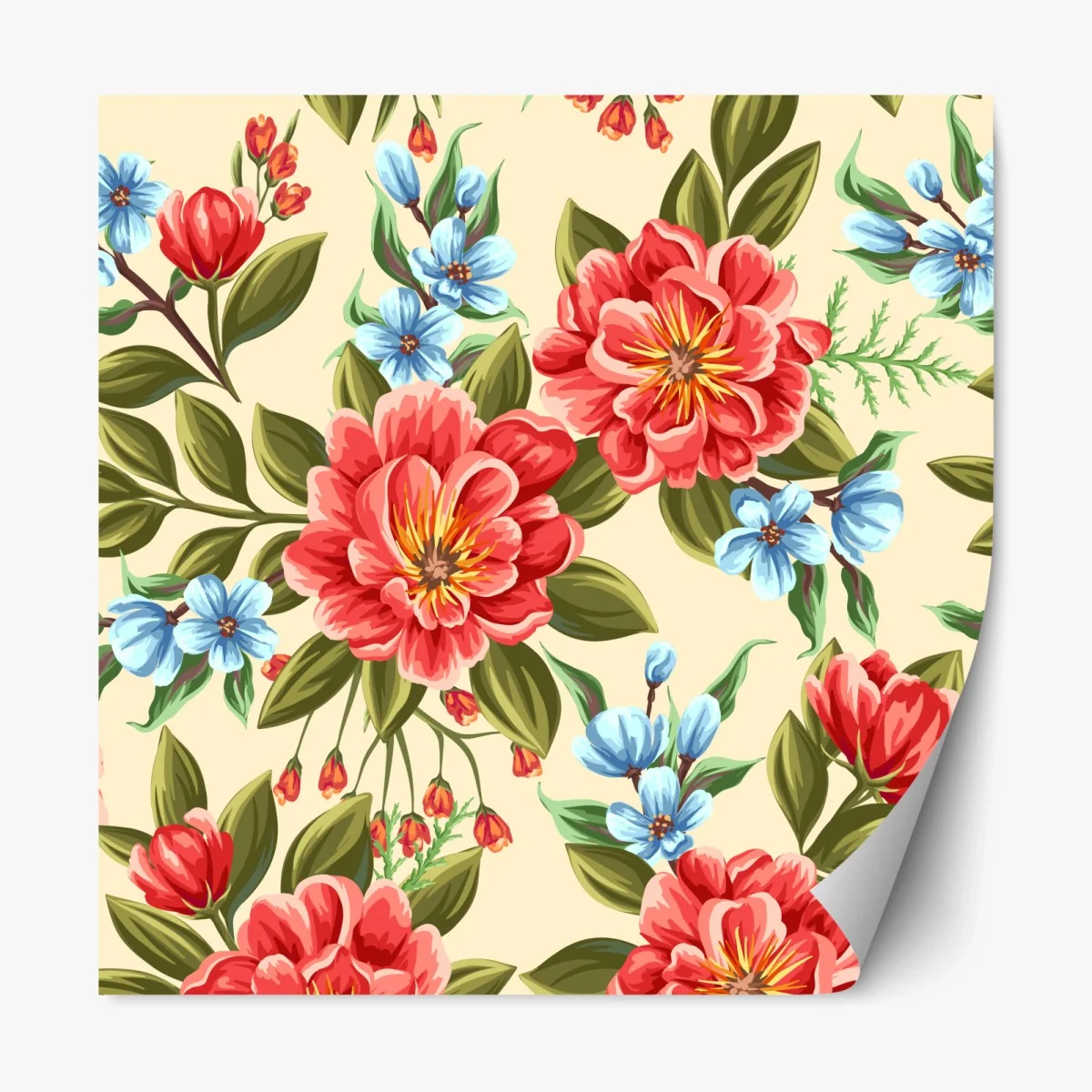 Repositionierbarer Aufkleber lebhaftes aquarell blumenmuster – Wallnifity®