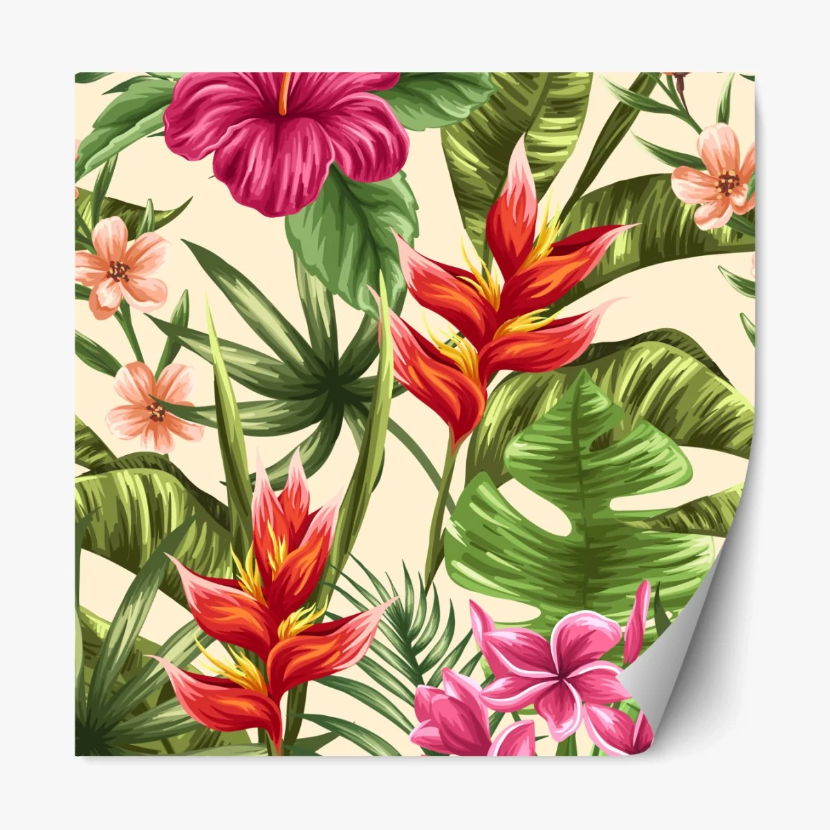 Repositionierbarer Aufkleber tropisches blumenmuster mit hibiskus und plumeria – Wallnifity® Repositionierbarer Aufkleber tropisches blumenmuster mit hibiskus und plumeria – Wallnifity®