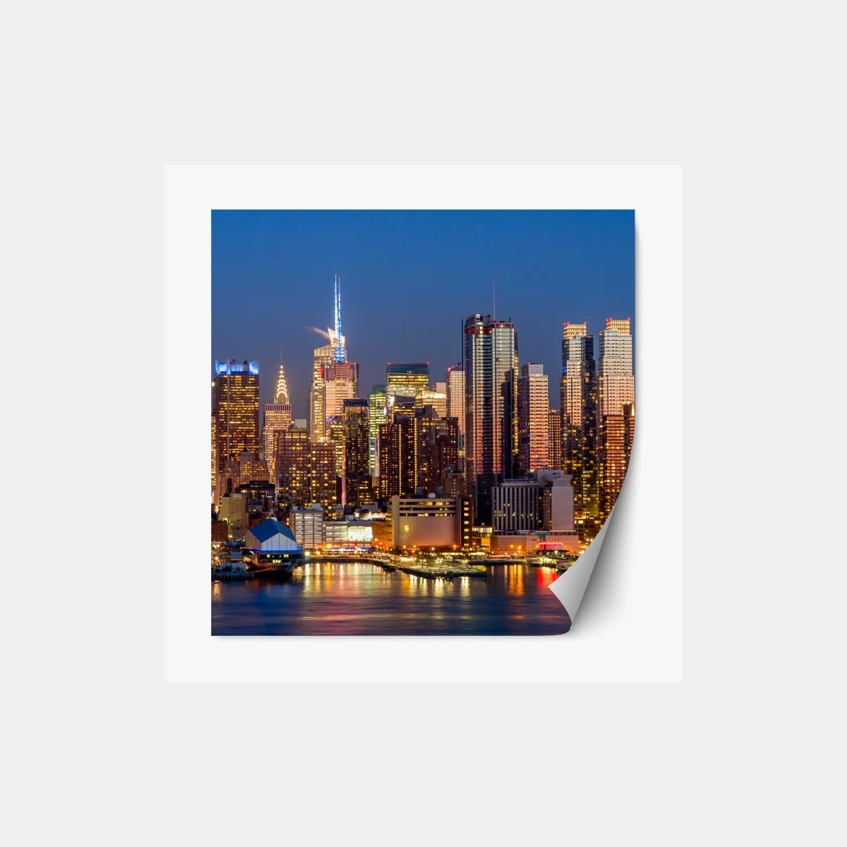 Repositionierbarer Aufkleber panorama von New York bei dämmerung – Wallnifity® Repositionierbarer Aufkleber panorama von New York bei dämmerung – Wallnifity®