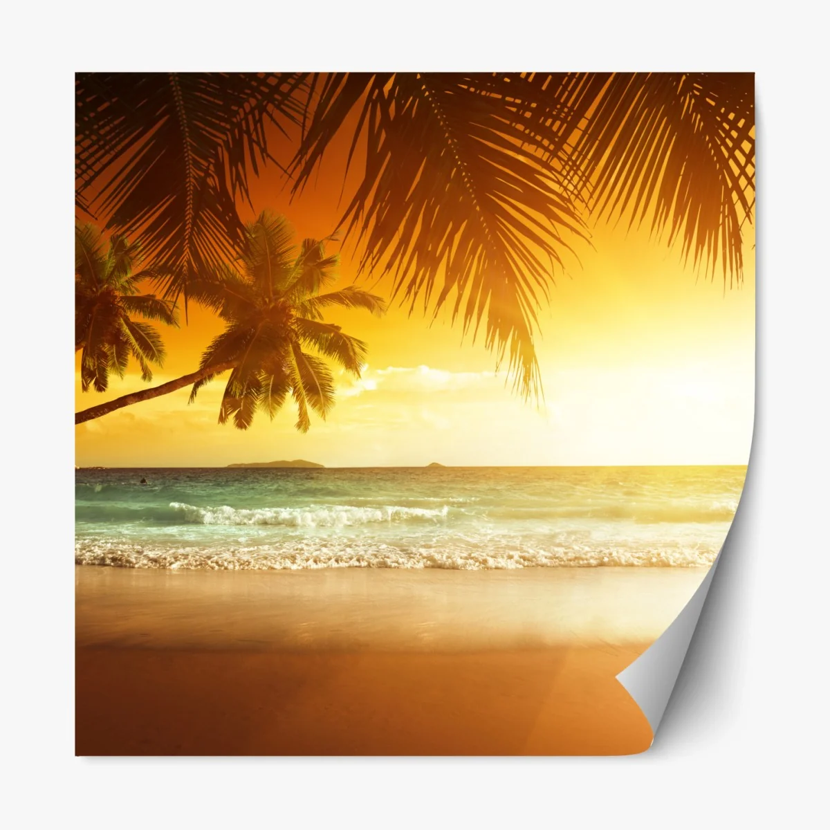 Repositionierbarer Aufkleber goldener sonnenuntergang an einem strand in der Karibik – Wallnifity® Repositionierbarer Aufkleber goldener sonnenuntergang an einem strand in der Karibik – Wallnifity®