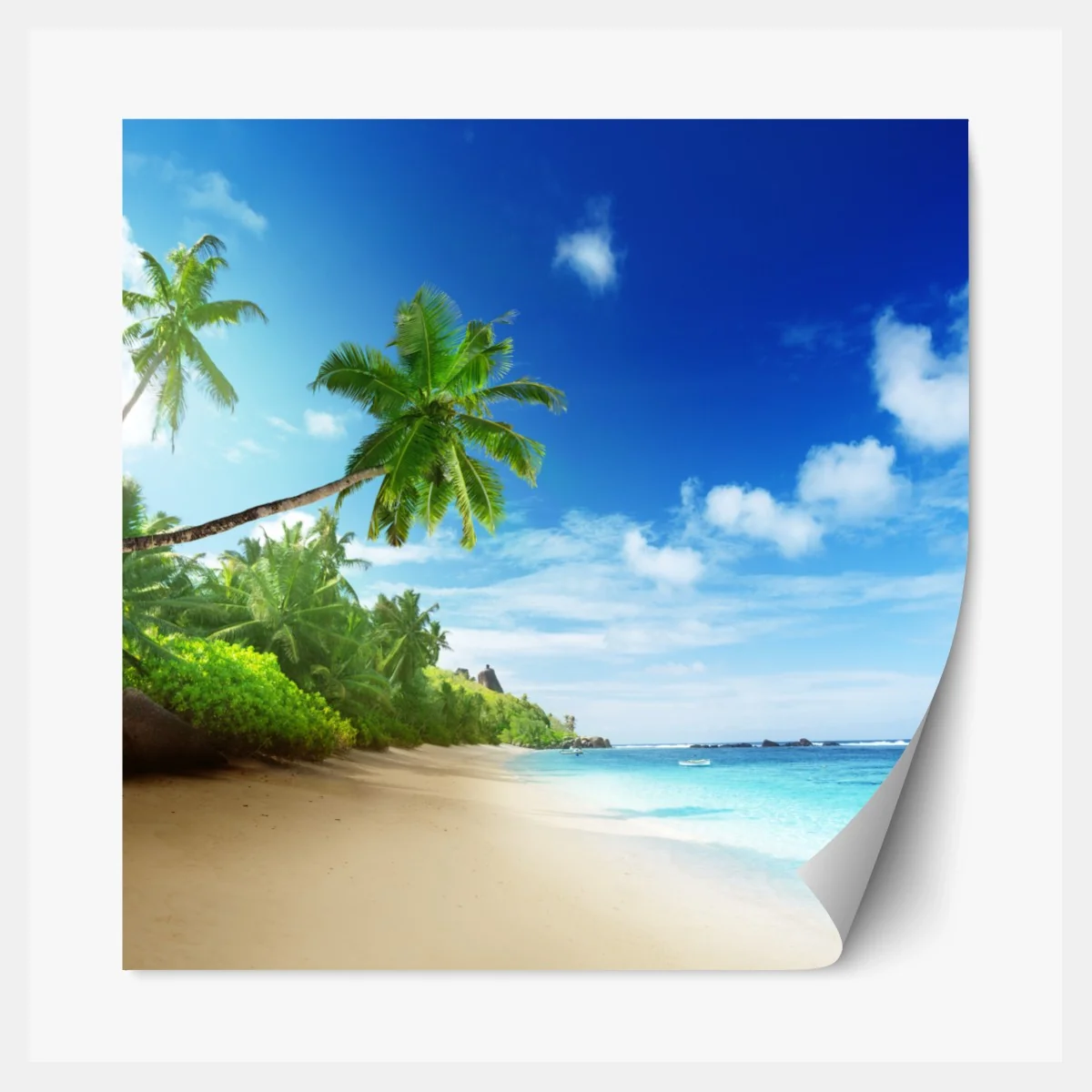 Repositionierbarer Aufkleber sonnenuntergang am strand von Mahe, Seychellen – Wallnifity® Repositionierbarer Aufkleber sonnenuntergang am strand von Mahe, Seychellen – Wallnifity®