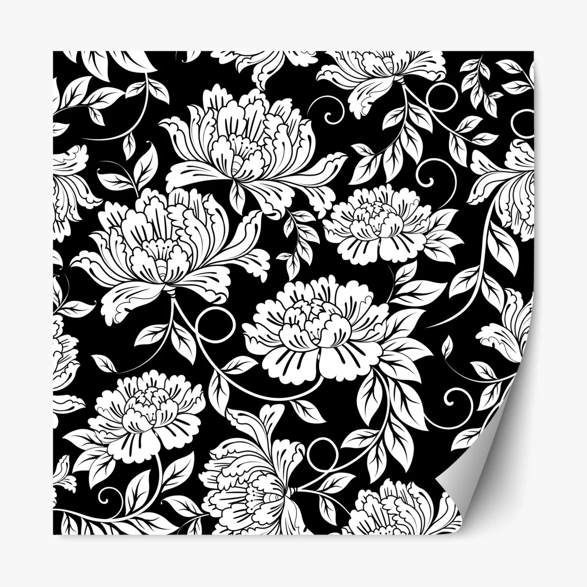 Repositionierbarer Aufkleber monochromes blumenmuster – Wallnifity® Repositionierbarer Aufkleber monochromes blumenmuster – Wallnifity®
