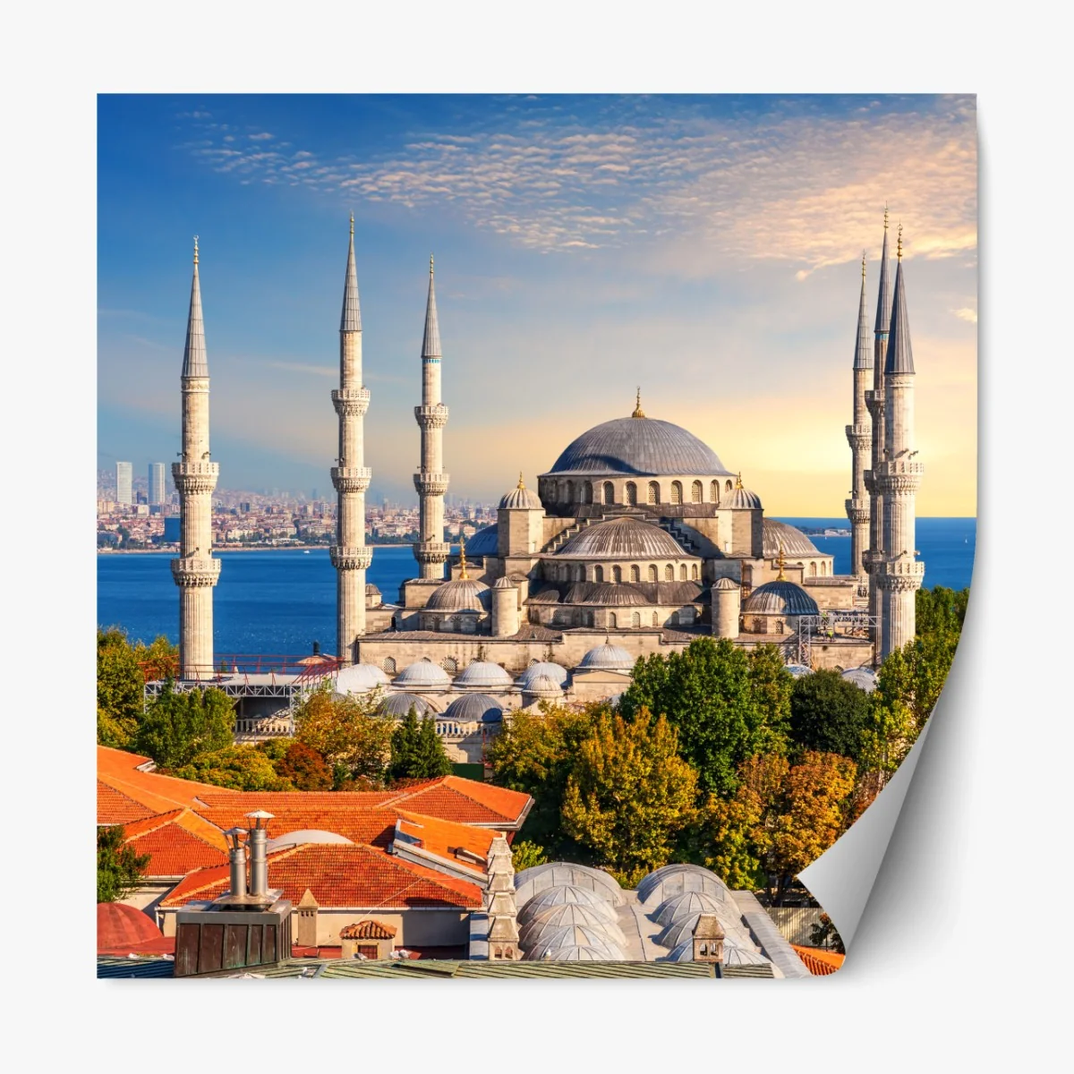 Repositionierbarer Aufkleber Istanbul mit der Blauen Moschee bei Sonnenuntergang – Wallnifity® Repositionierbarer Aufkleber Istanbul mit der Blauen Moschee bei Sonnenuntergang – Wallnifity®