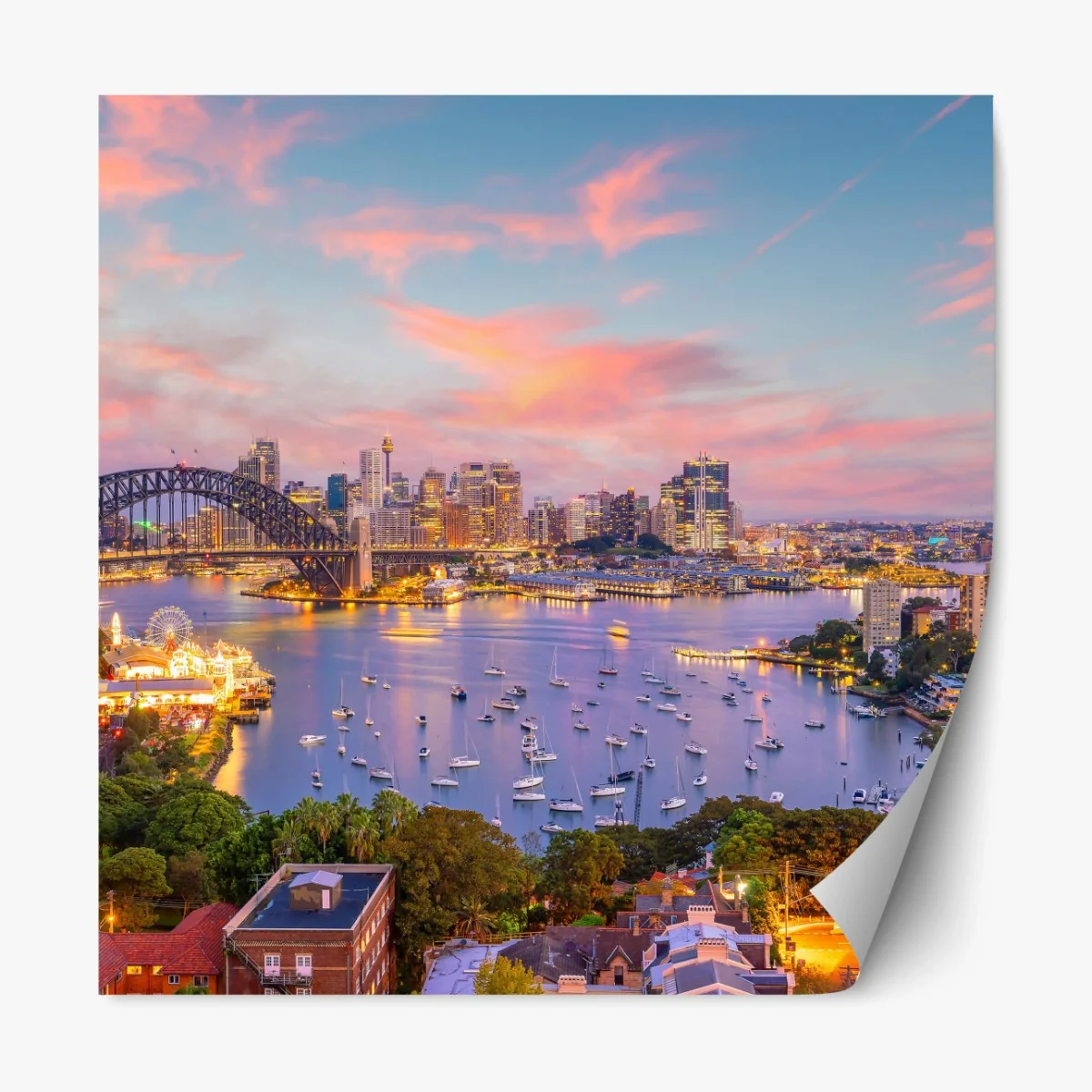 Repositionierbarer Aufkleber sonnenuntergang über Sydney – Wallnifity® Repositionierbarer Aufkleber sonnenuntergang über Sydney – Wallnifity®