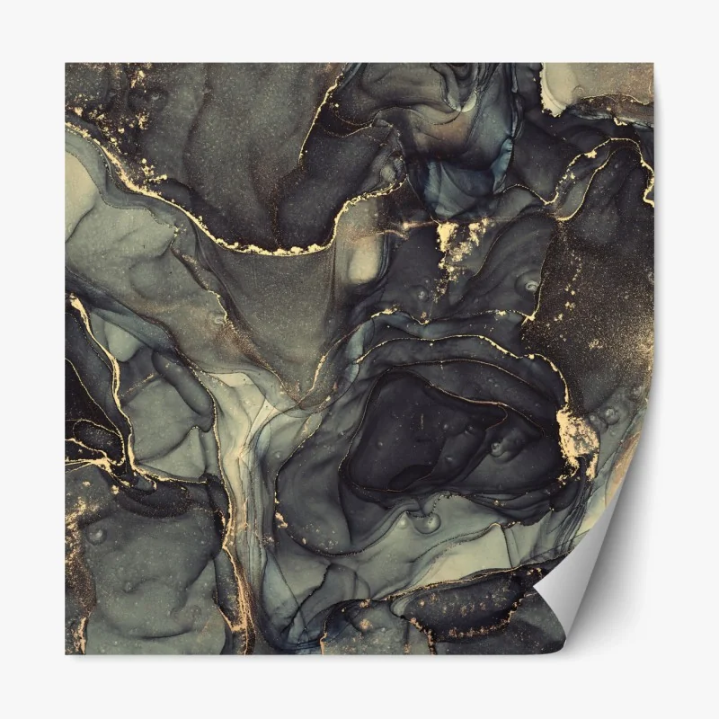 Repositionierbarer Aufkleber luxuriöse abstrakte alkoholtinten-kunst mit goldenen adern