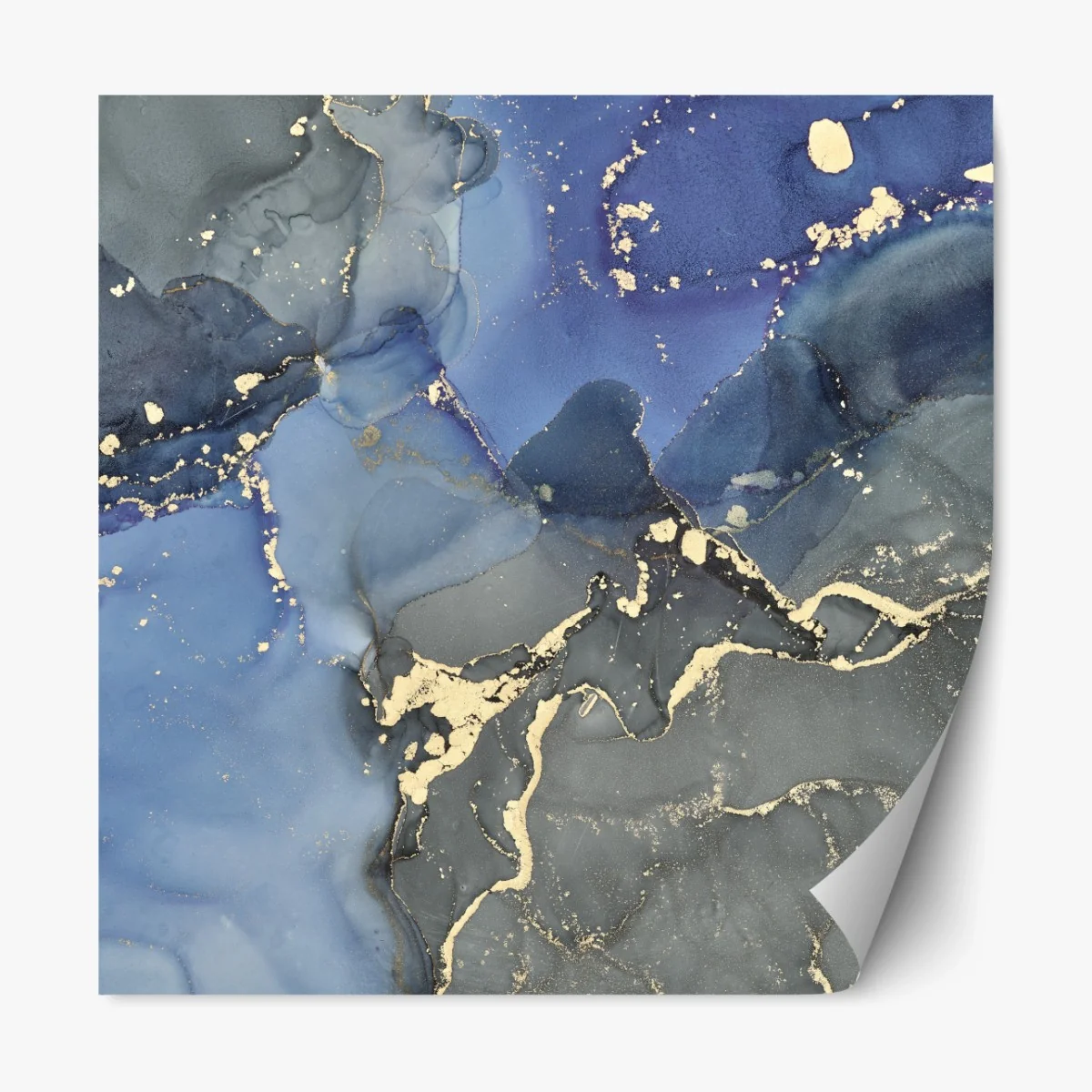 Repositionierbarer Aufkleber luxuriöse blau-goldene abstraktion – Wallnifity® Repositionierbarer Aufkleber luxuriöse blau-goldene abstraktion – Wallnifity®