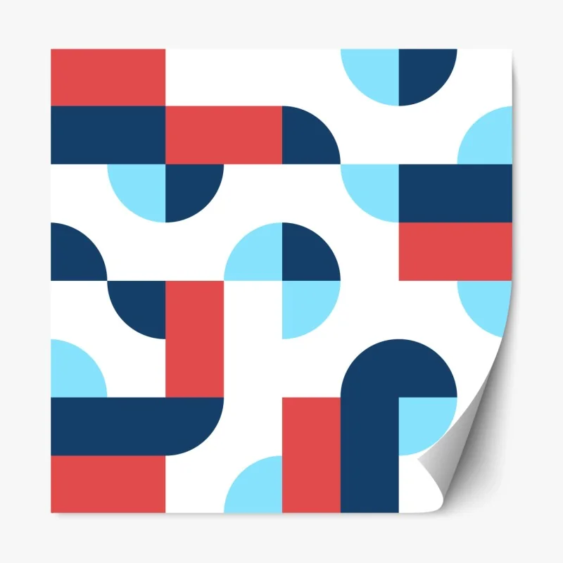 Repositionierbarer Aufkleber mutiges geometrisches muster in dunkelblau und koralle