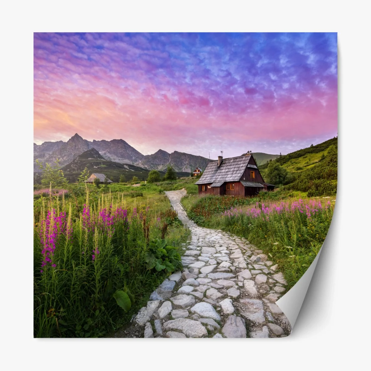 Repositionierbarer Aufkleber sonnenaufgang über Hala Gasienicowa – Wallnifity® Repositionierbarer Aufkleber sonnenaufgang über Hala Gasienicowa – Wallnifity®