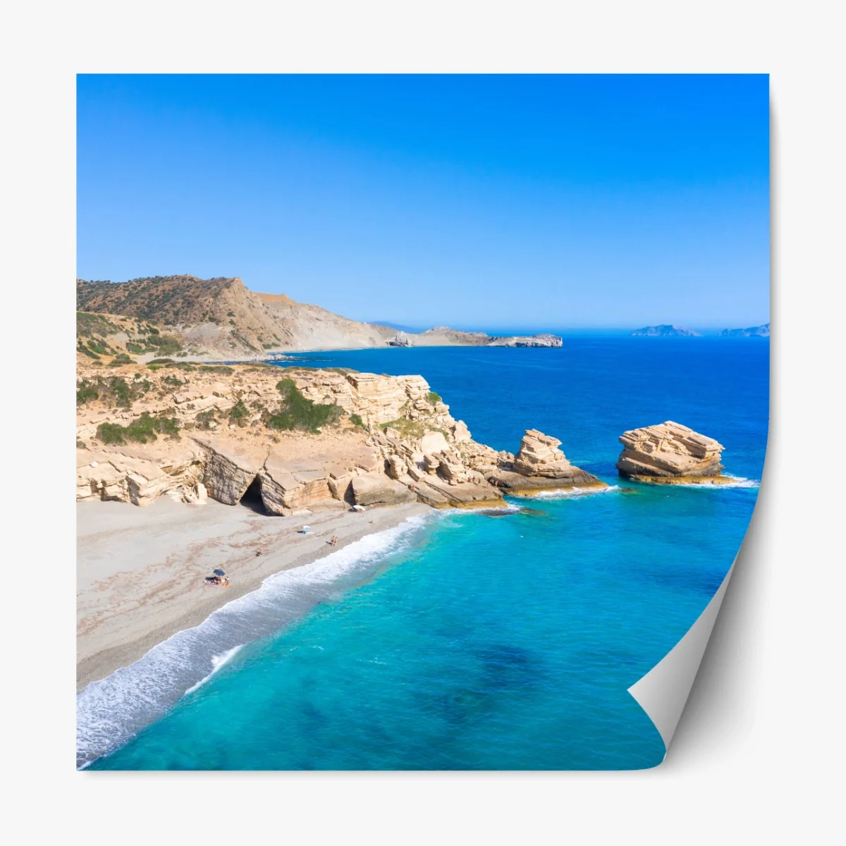 Repositionierbarer Aufkleber türkisfarbene küstenoase – Wallnifity® Repositionierbarer Aufkleber türkisfarbene küstenoase – Wallnifity®