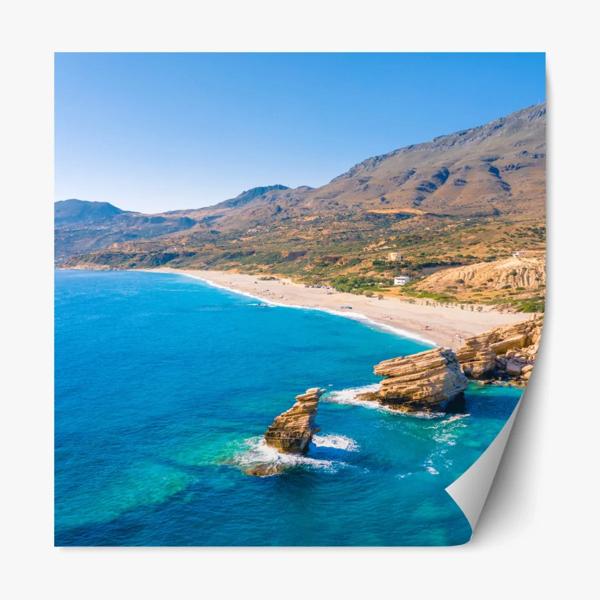 Repositionierbarer Aufkleber türkisfarbenes küstenpanorama – Wallnifity®