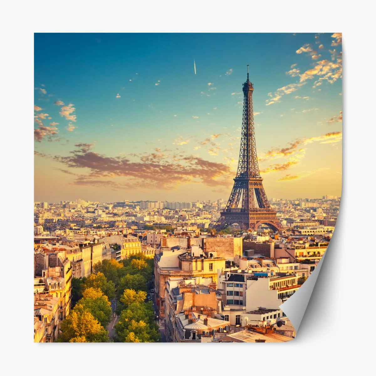 Repositionierbarer Aufkleber sonnenuntergang über Paris skyline mit eiffelturm – Wallnifity® Repositionierbarer Aufkleber sonnenuntergang über Paris skyline mit eiffelturm – Wallnifity®