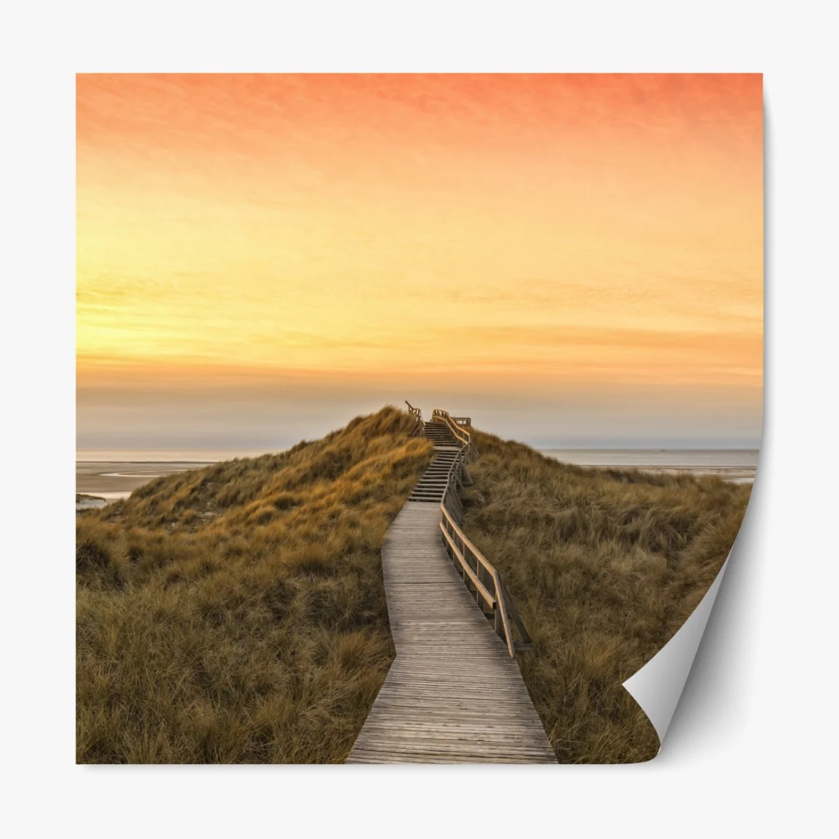 Repositionierbarer Aufkleber sonnenuntergang am strand von Amrum – Wallnifity®