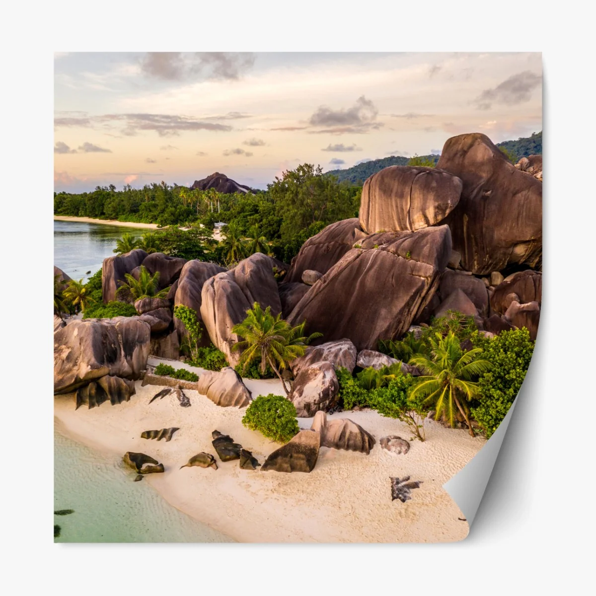 Repositionierbarer Aufkleber Anse d'Argent tropischer granitstrand – Wallnifity® Repositionierbarer Aufkleber Anse d'Argent tropischer granitstrand – Wallnifity®