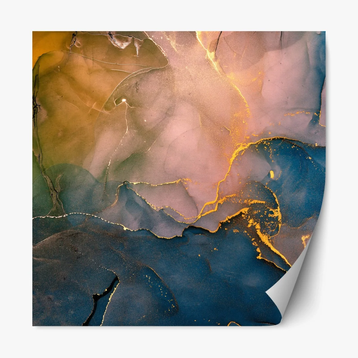 Repositionierbarer Aufkleber blaues und goldenes abstraktes marmormotiv – Wallnifity® Repositionierbarer Aufkleber blaues und goldenes abstraktes marmormotiv – Wallnifity®