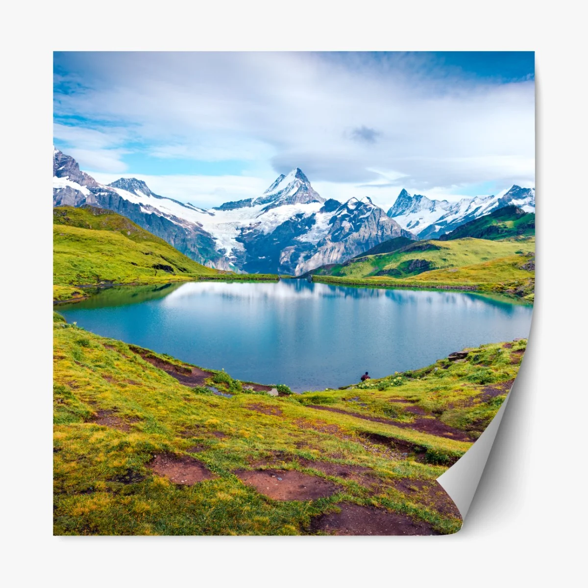 Repositionierbarer Aufkleber ruhiger morgen am Bachalpsee, Schweiz – Wallnifity®