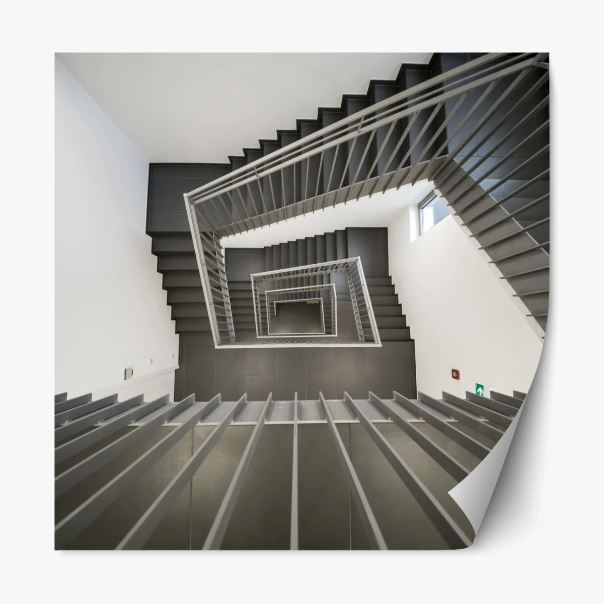 Repositionierbarer Aufkleber geometrisches treppenhaus in perspektive – Wallnifity® Repositionierbarer Aufkleber geometrisches treppenhaus in perspektive – Wallnifity®