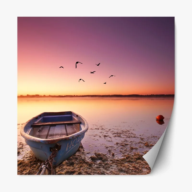 Repositionierbarer Aufkleber friedliche bootsstimmung im abendlicht