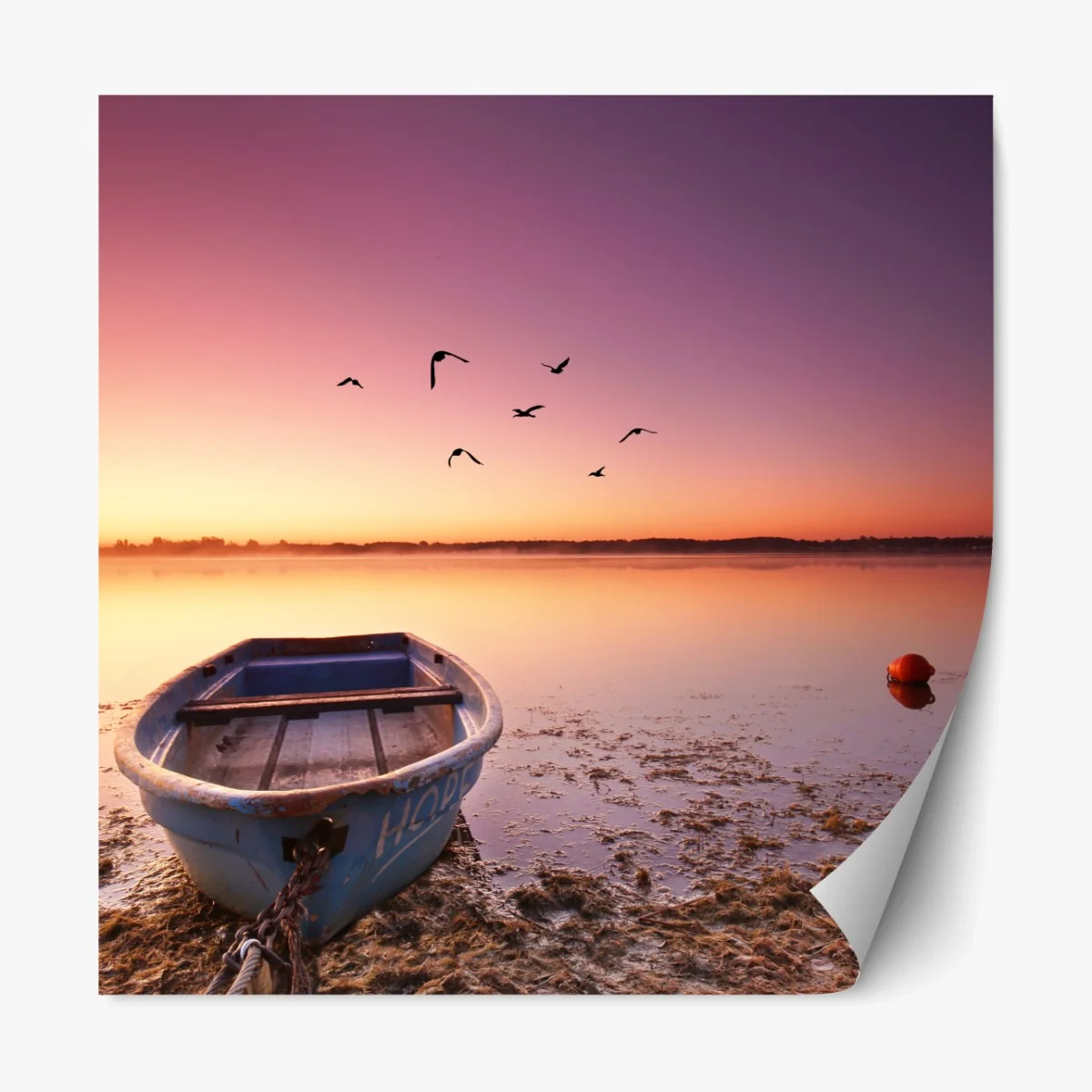Repositionierbarer Aufkleber friedliche bootsstimmung im abendlicht – Wallnifity® Repositionierbarer Aufkleber friedliche bootsstimmung im abendlicht – Wallnifity®