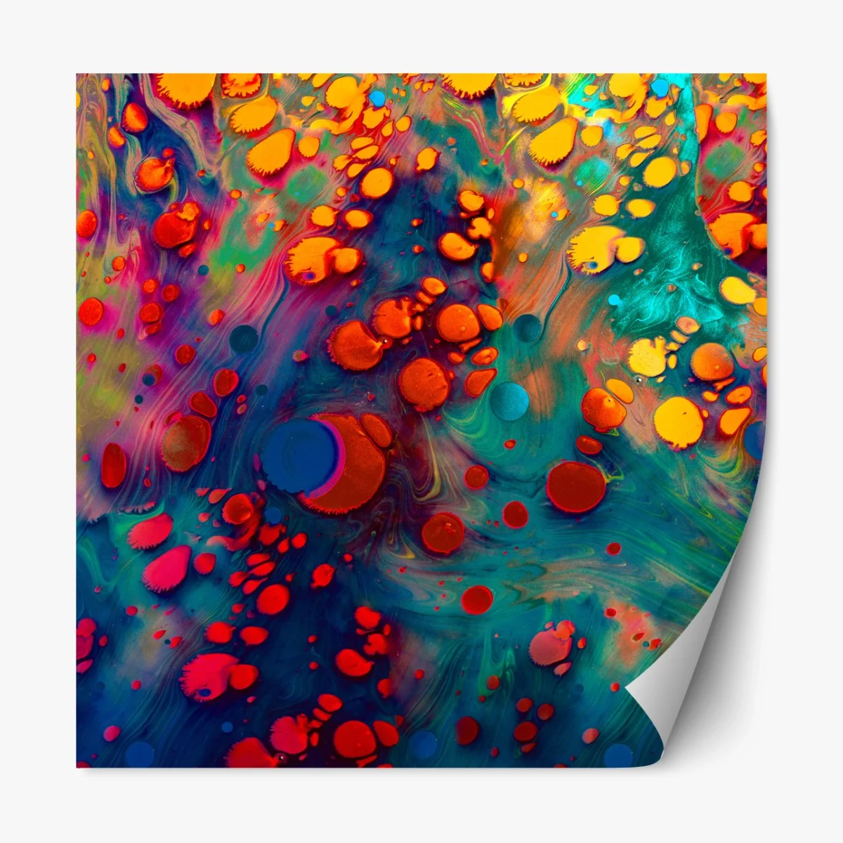 Repositionierbarer Aufkleber lebendige türkis-orange marmorierte kunst – Wallnifity® Repositionierbarer Aufkleber lebendige türkis-orange marmorierte kunst – Wallnifity®