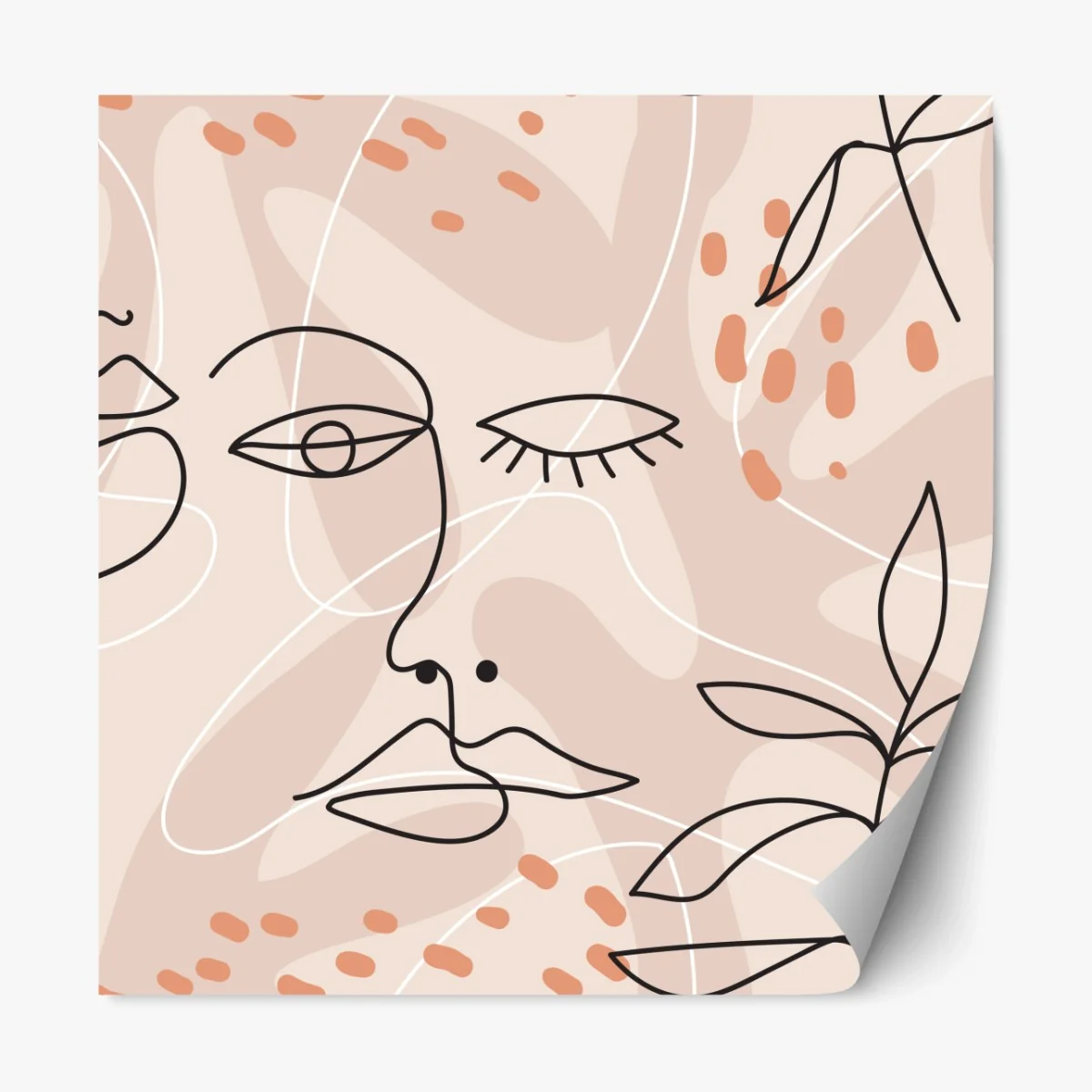 Repositionierbarer Aufkleber pastell linienzeichnungen gesichter – Wallnifity® Repositionierbarer Aufkleber pastell linienzeichnungen gesichter – Wallnifity®