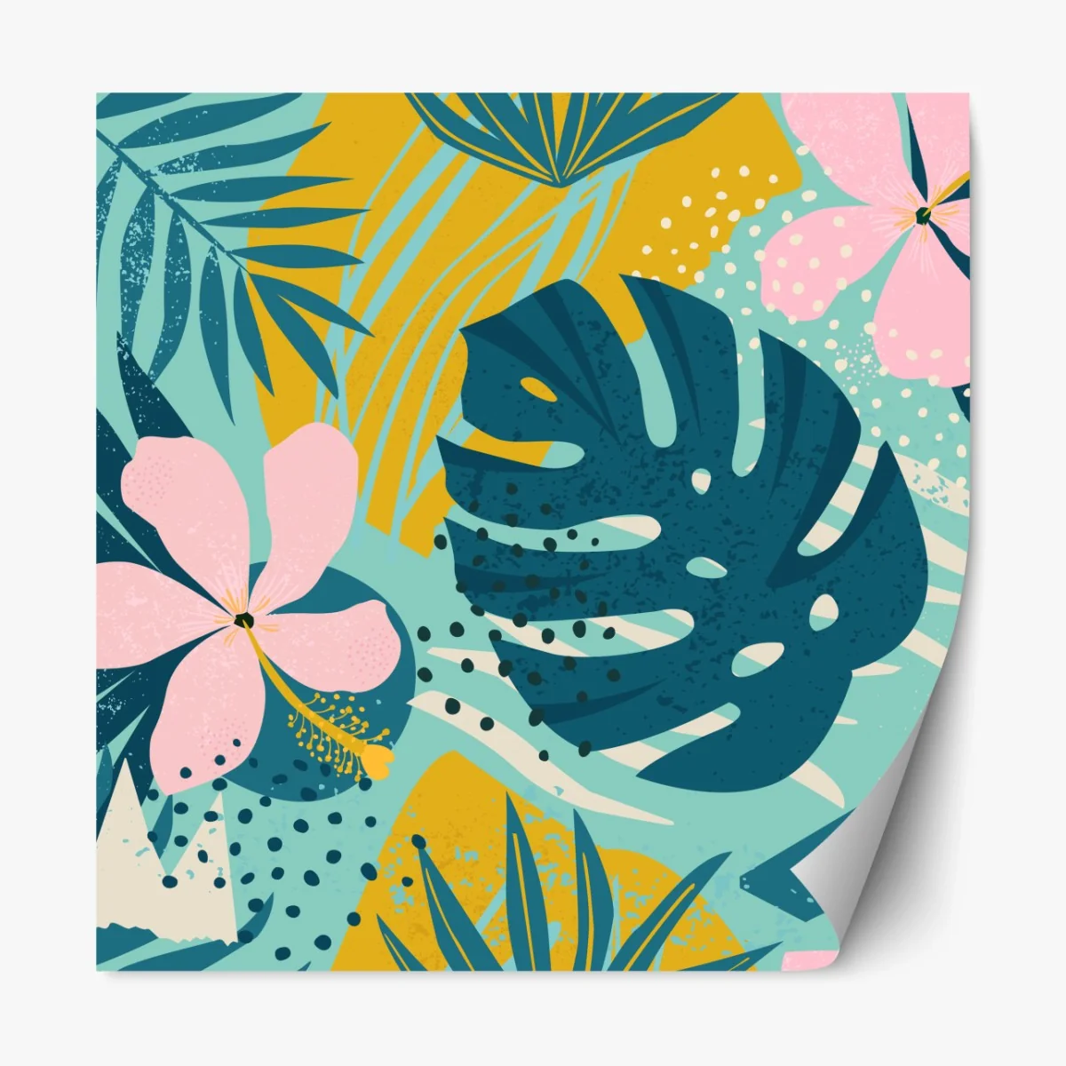 Repositionierbarer Aufkleber tropische blätter und blüten – Wallnifity® Repositionierbarer Aufkleber tropische blätter und blüten – Wallnifity®