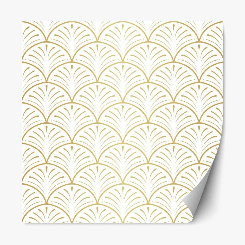 Repositionierbarer Aufkleber goldenes art deco fächermuster