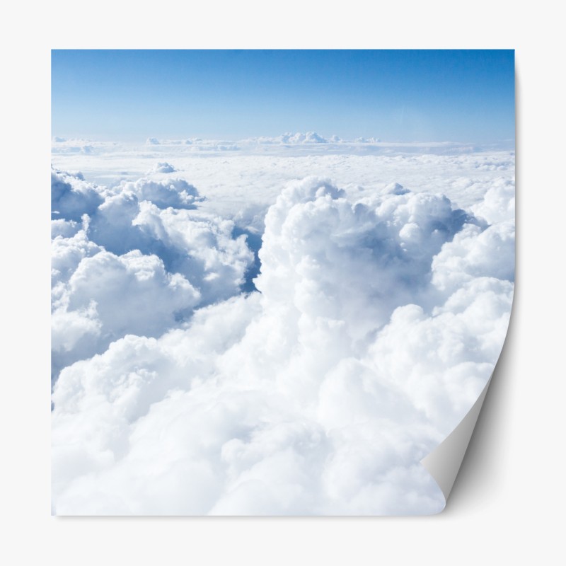 Repositionierbarer Aufkleber blick von oben: sanfte wolken und blauer himmel