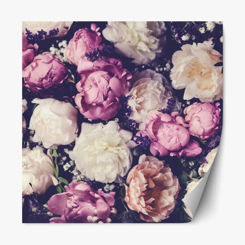 Repositionierbarer Aufkleber romantischer pfingstrosenstrauß in pastelltönen