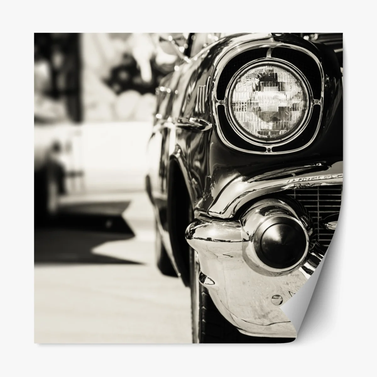 Repositionierbarer Aufkleber vintage chrom klassisches auto nahaufnahme – Wallnifity® Repositionierbarer Aufkleber vintage chrom klassisches auto nahaufnahme – Wallnifity®