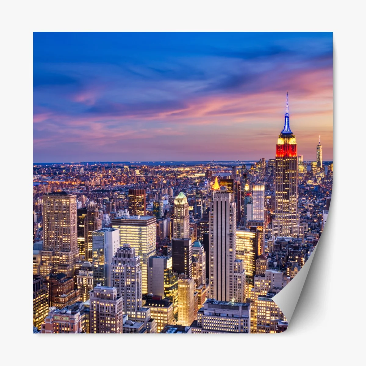 Repositionierbarer Aufkleber New York skyline bei dämmerung – Wallnifity® Repositionierbarer Aufkleber New York skyline bei dämmerung – Wallnifity®